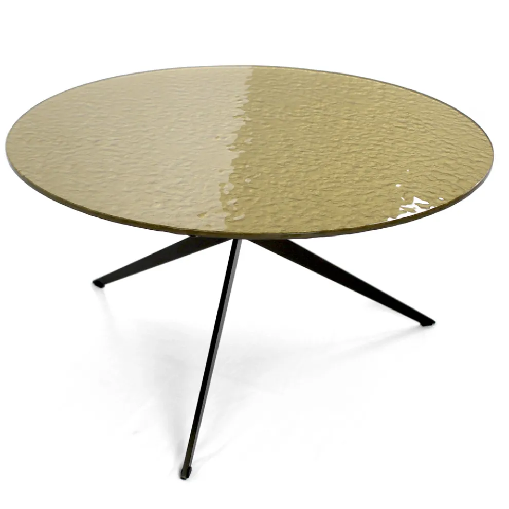 Couchtisch mit runder Platte aus Glas, hergestellt in Italien – Siste