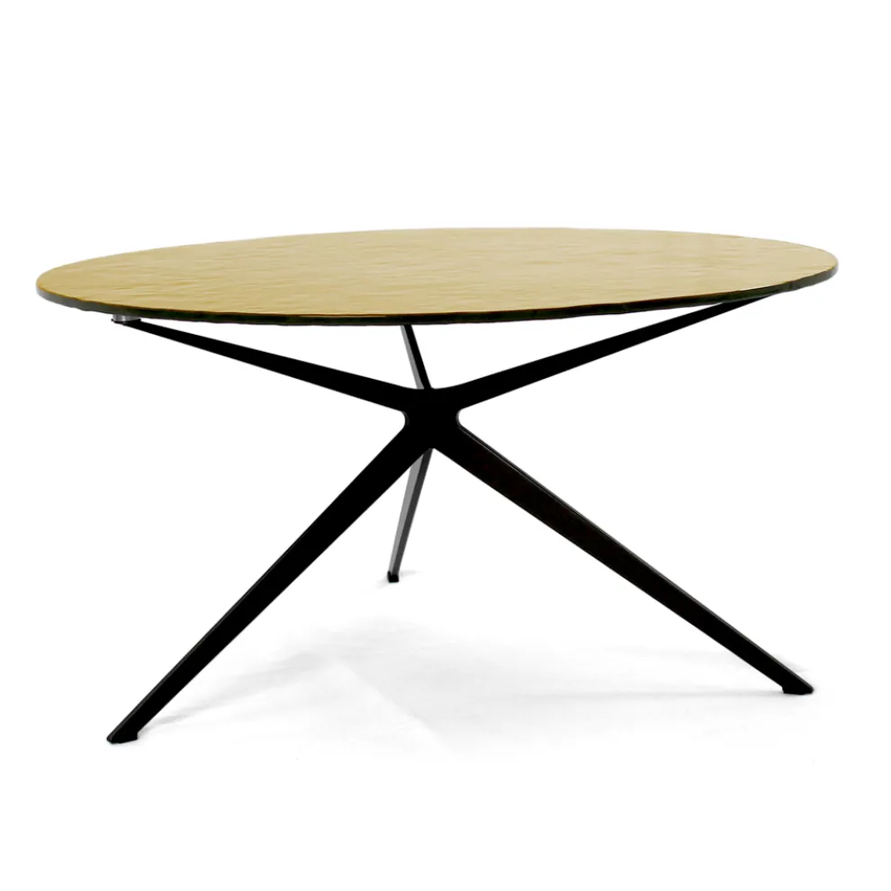 Couchtisch mit runder Platte aus Glas, hergestellt in Italien – Siste