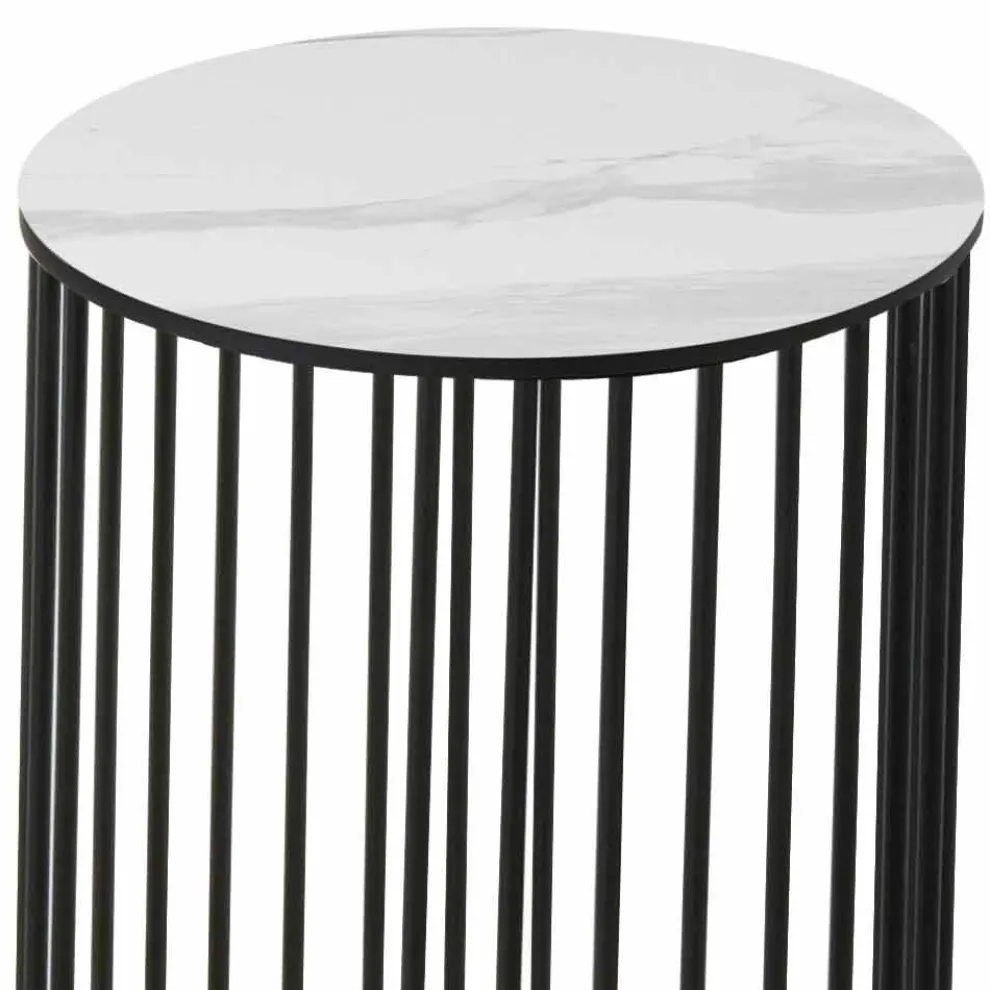 Couchtisch mit runder Keramikplatte Made in Italy - Montebianco