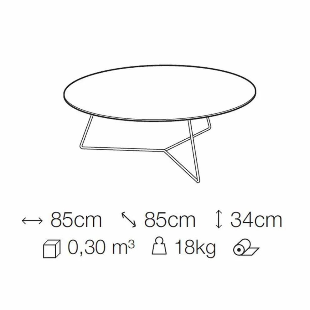 Couchtisch mit runder Marmorplatte und Metallbasis Made in Italy - Gin