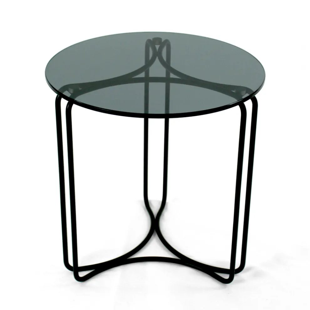 Couchtisch und Sockel aus Glas mit 3 Halbmonden, hergestellt in Italien – Arepa