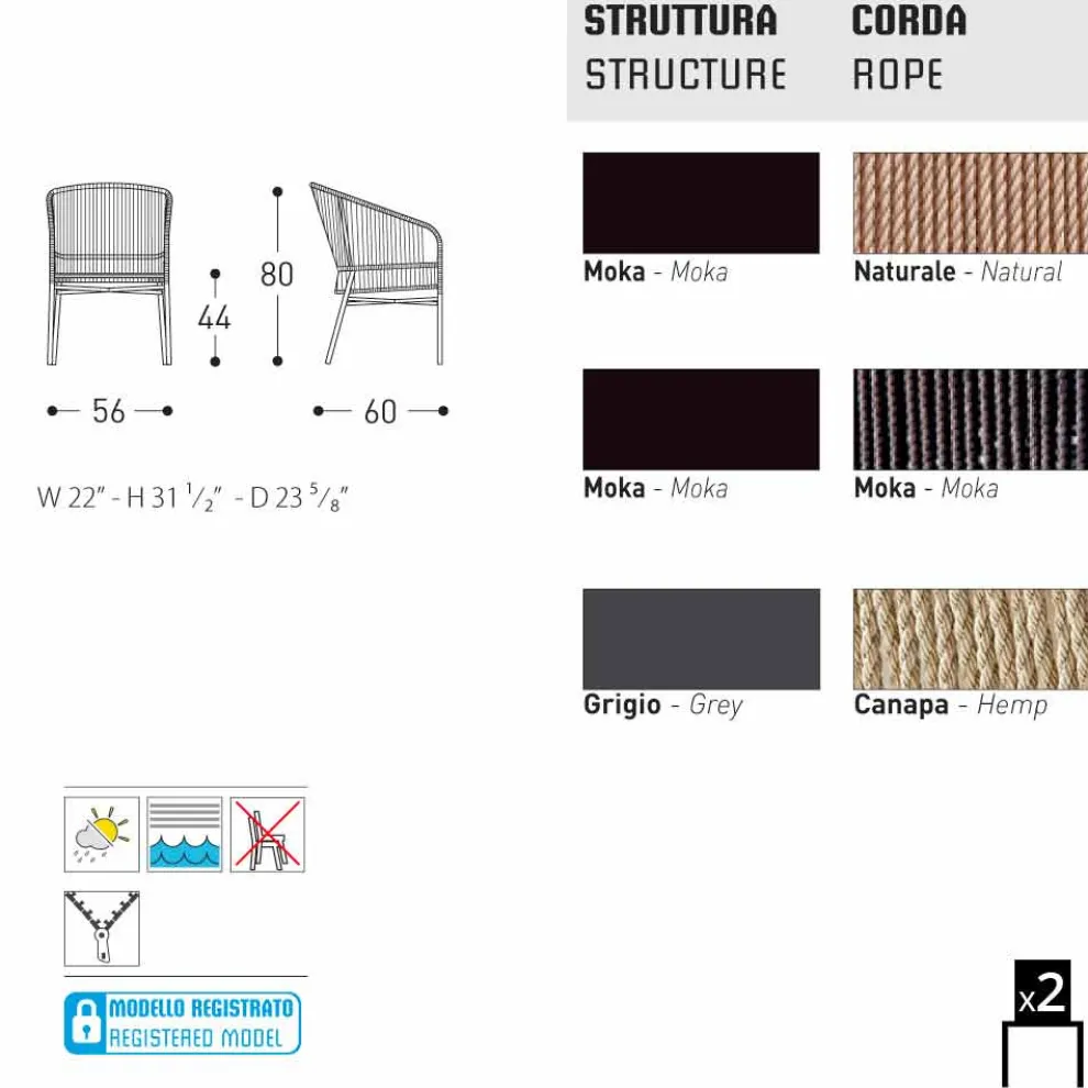 Hochwertiger Outdoor Sessel handgeflechtet 2 Teile Varaschin