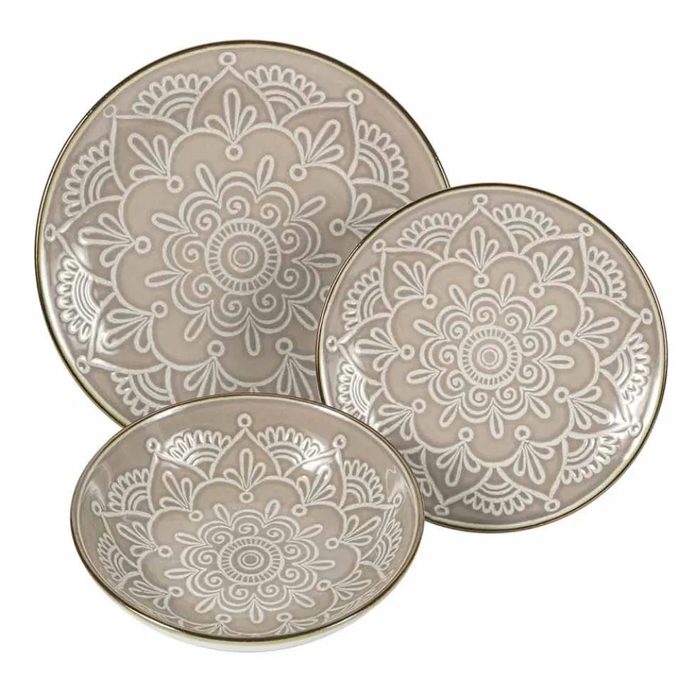 Geschirrservice in Hartdolomitgrau, Hellblau oder Blau 18 Stück - Arabisch