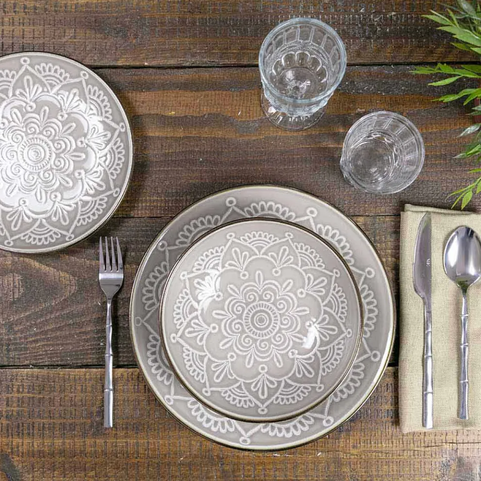 Geschirrservice in Hartdolomitgrau, Hellblau oder Blau 18 Stück - Arabisch