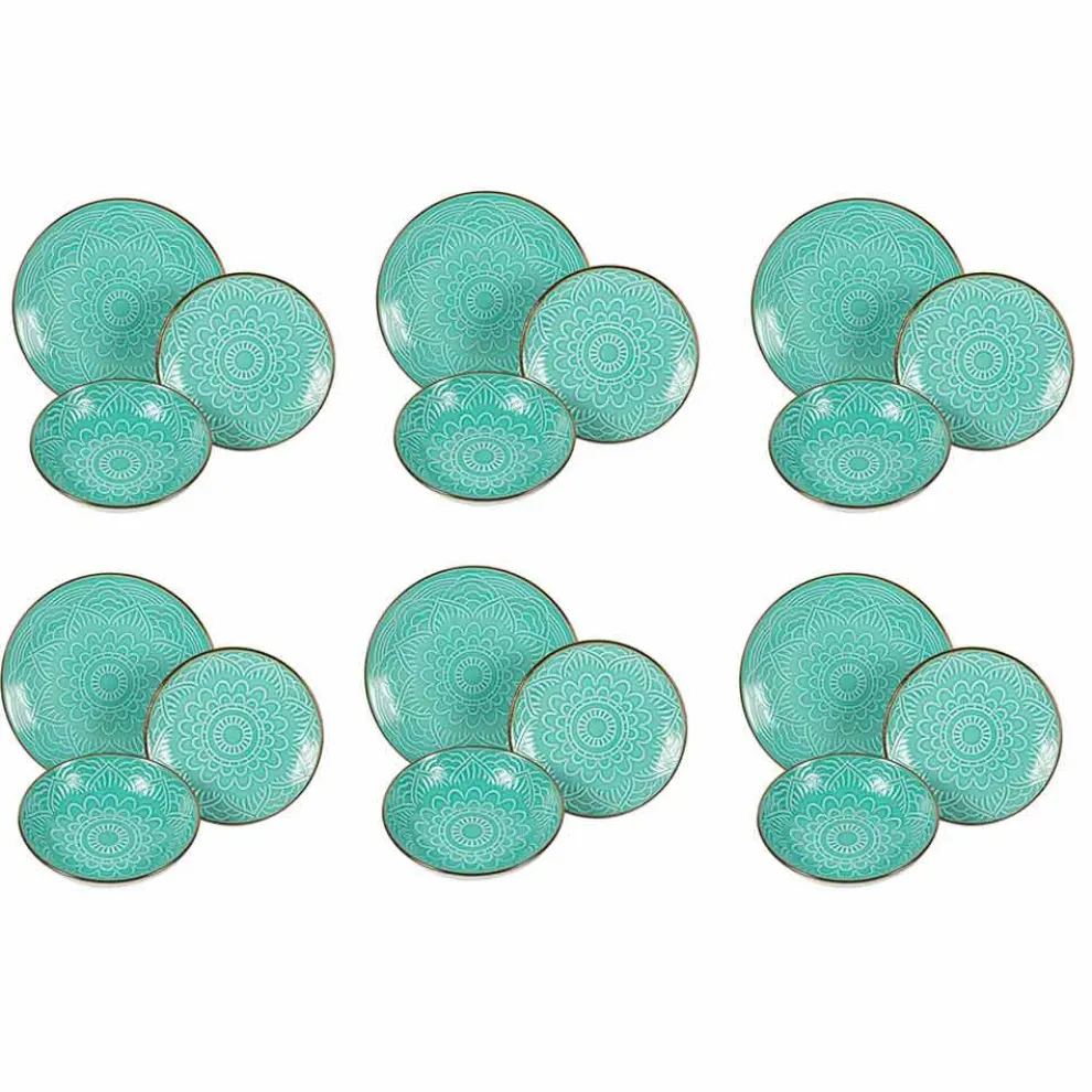 Geschirrservice in Hartdolomitgrau, Hellblau oder Blau 18 Stück - Arabisch