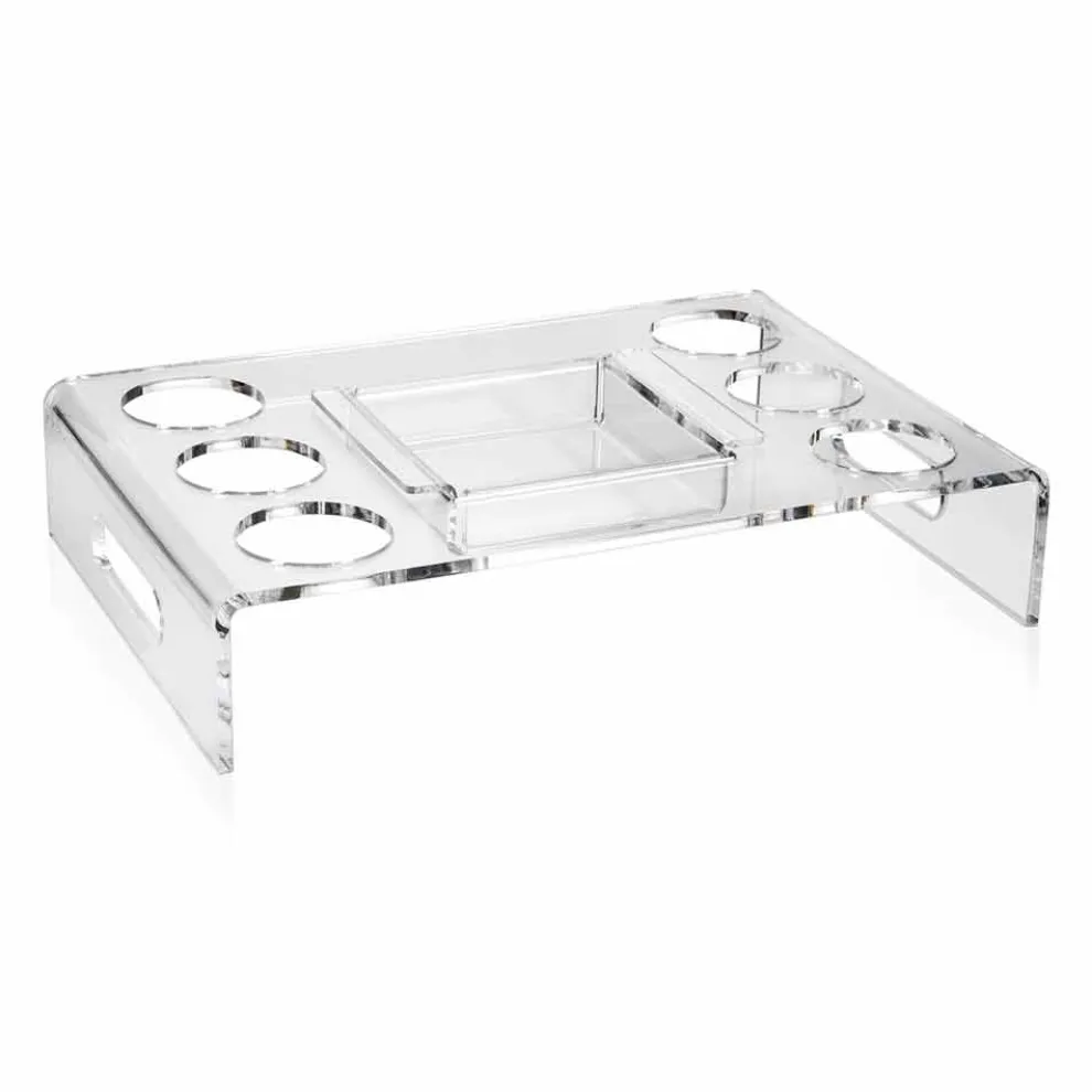 Erhöhtes Tablett aus transparentem Plexiglas 6 oder 8 Kaffee Design 2 Stück - Cracco