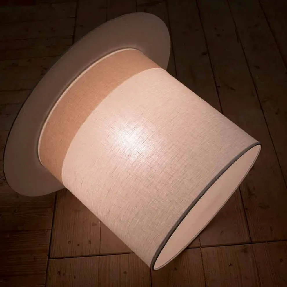 Cylinder Design White Leinen Hängelampe, Made in Italy - Magic