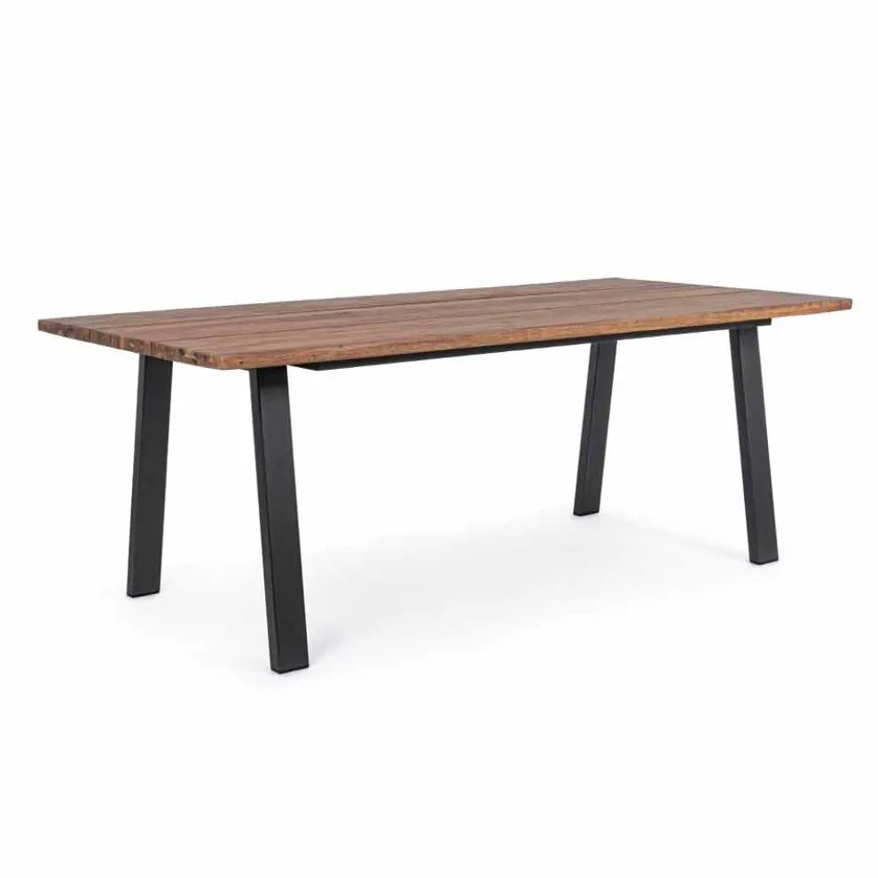 Tisch im Freien aus Akazienholz mit Beinen aus lackiertem Stahl - Sheldon