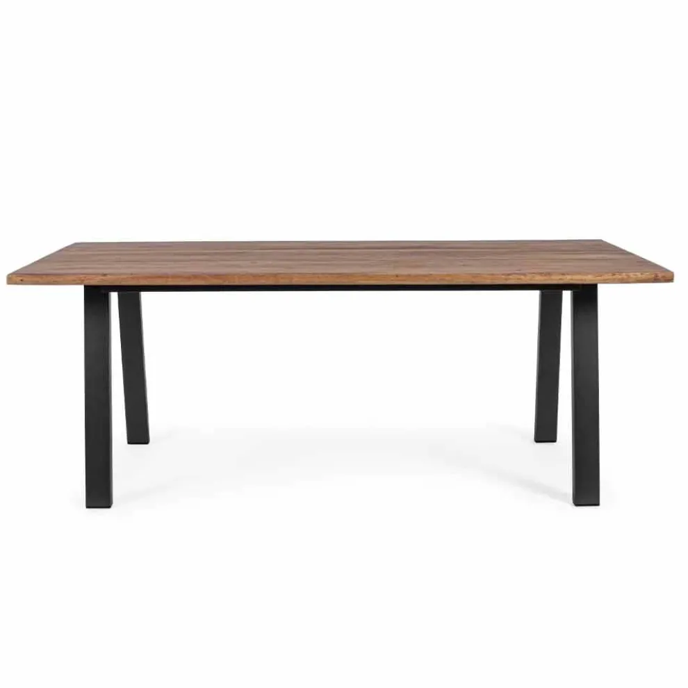 Tisch im Freien aus Akazienholz mit Beinen aus lackiertem Stahl - Sheldon