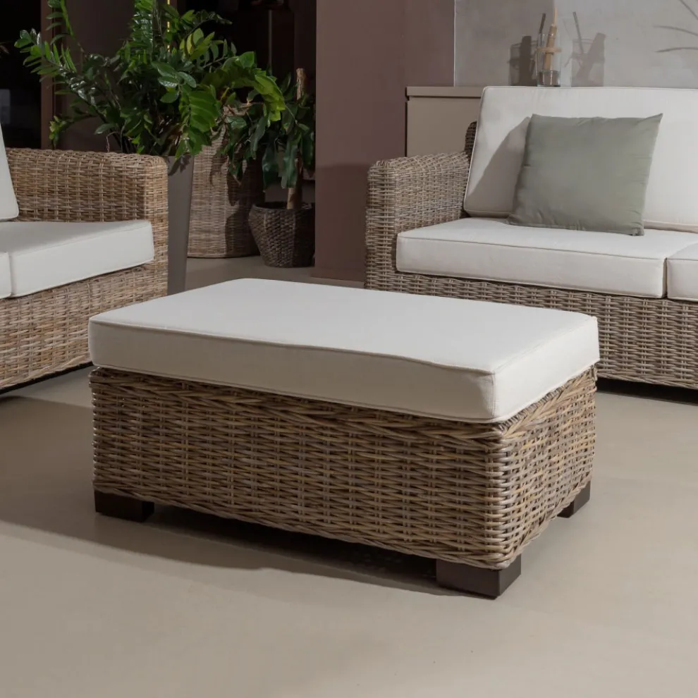 Garten-Couchtisch-Hocker in grauem Kubù mit Kissen - Cerys