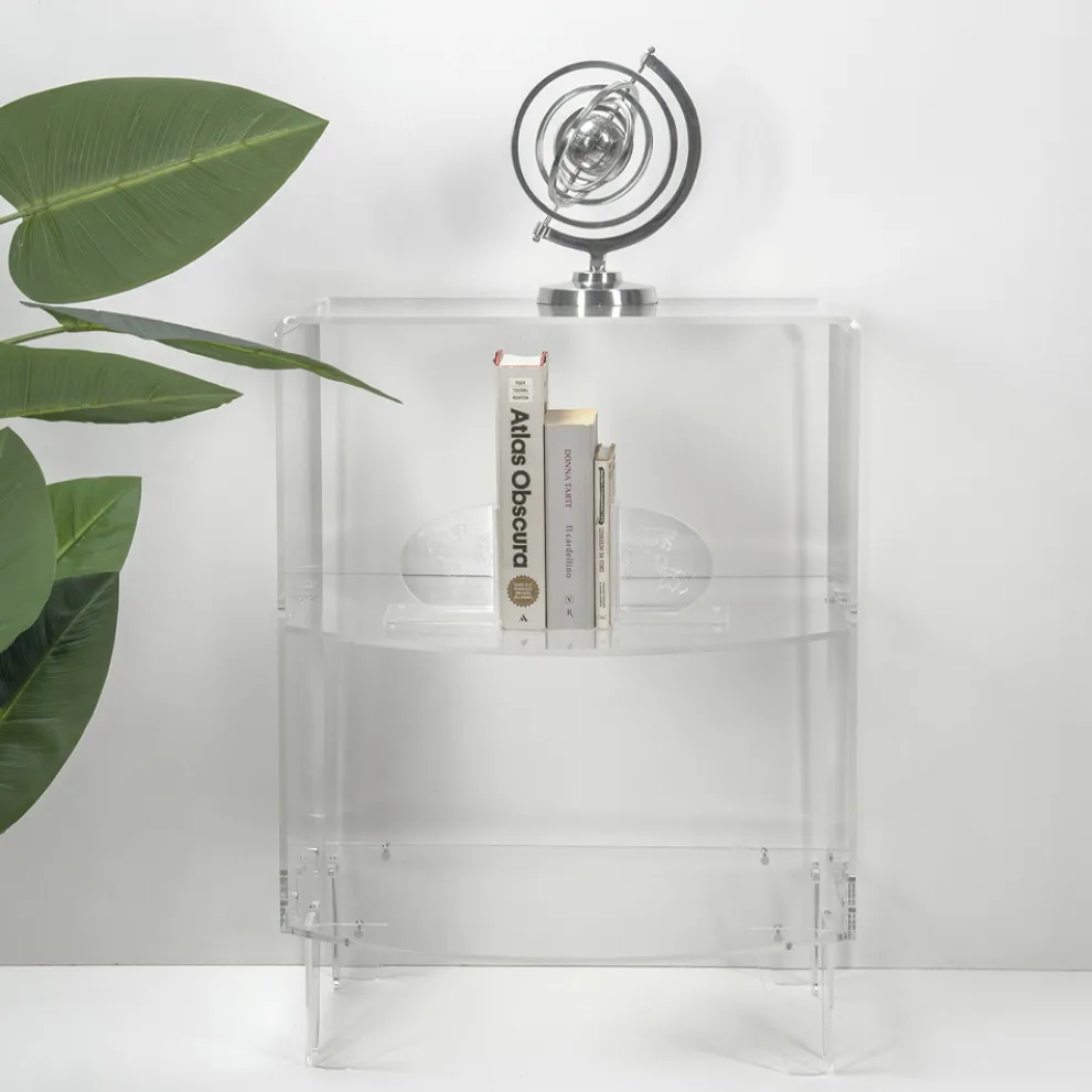 Niedriger Nachttisch aus transparentem Plexiglas Made in Italy - Alamin