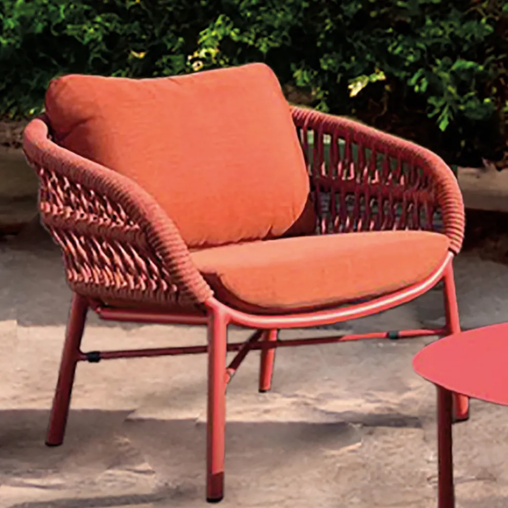 Gartenstuhl aus Aluminium, Seil und Marsala oder weißem Stoff - Brise