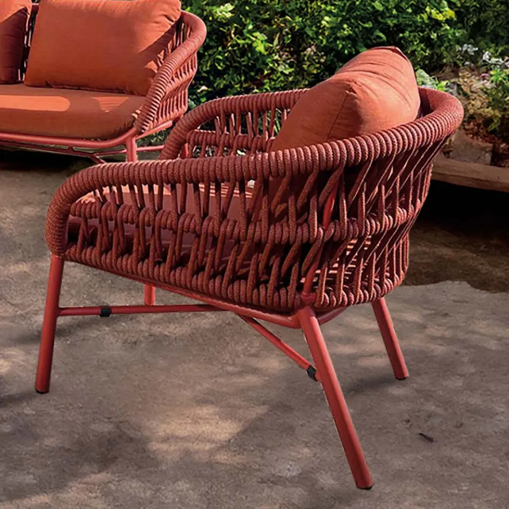 Gartenstuhl aus Aluminium, Seil und Marsala oder weißem Stoff - Brise