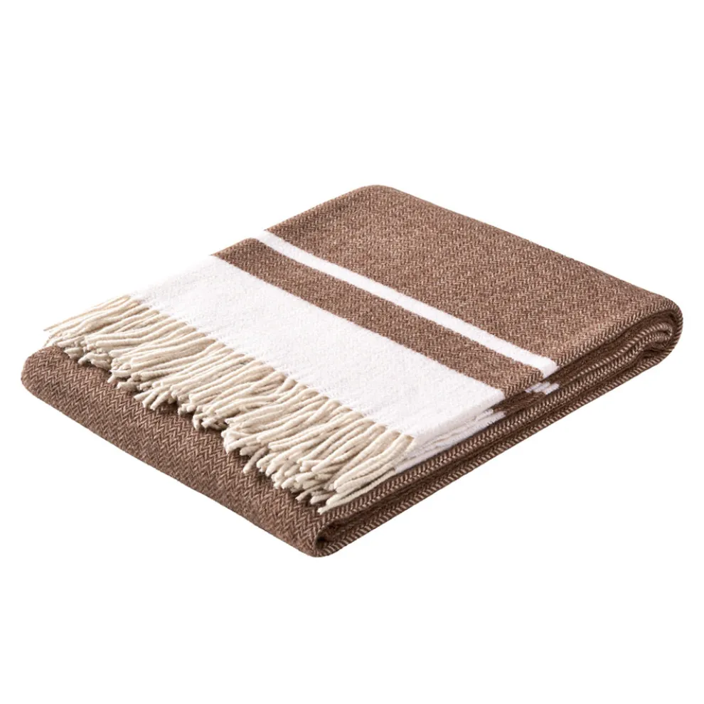 Ultraweiches und flauschiges Plaid aus Wollmischung, hergestellt in Italien – Caldoso