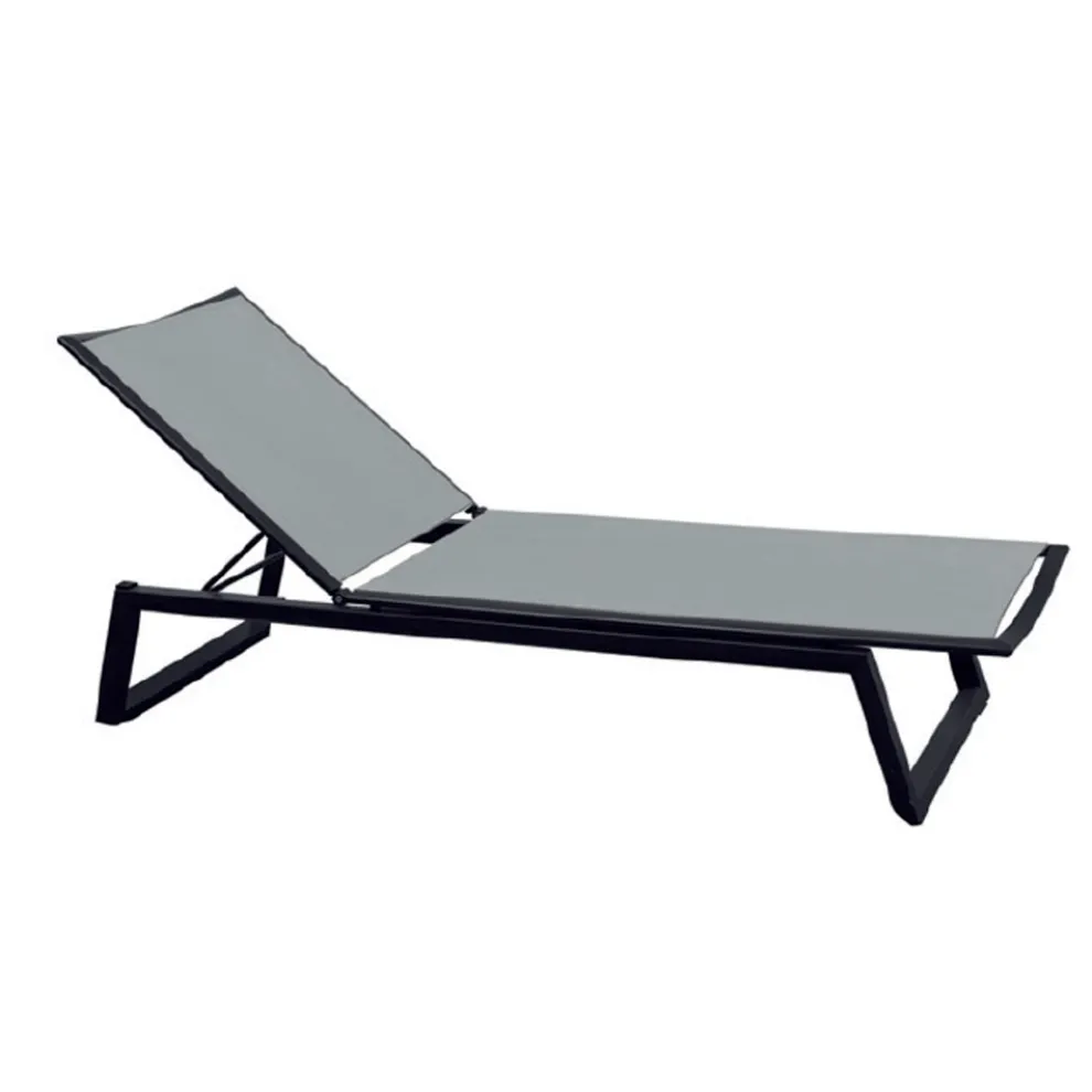 Outdoor-Sonnenliege aus Aluminium und Textilene mit einziehbaren Rädern 2 Stück - Esel