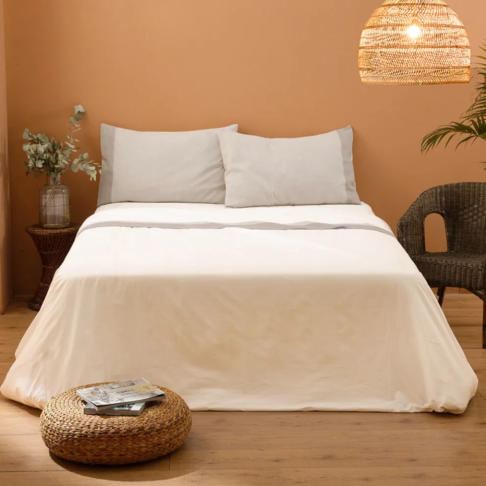 Doppelbettset aus 90 % Baumwolle und 10 % Leinen, hergestellt in Italien – Nestle