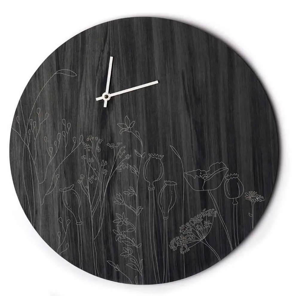Moderne runde Design Holzwanduhr und Lasergravur - Florinto