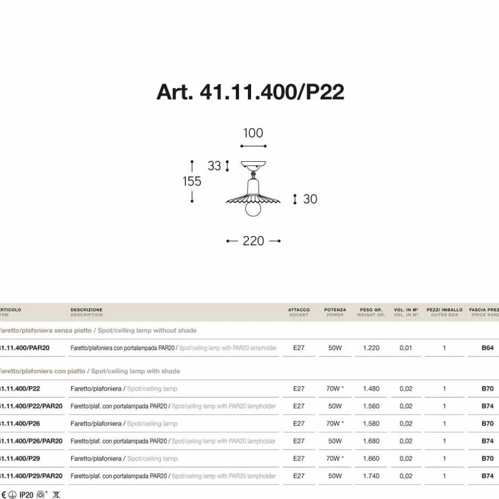 Deckenlampe aus Messing Civetta von Aldo Bernardi