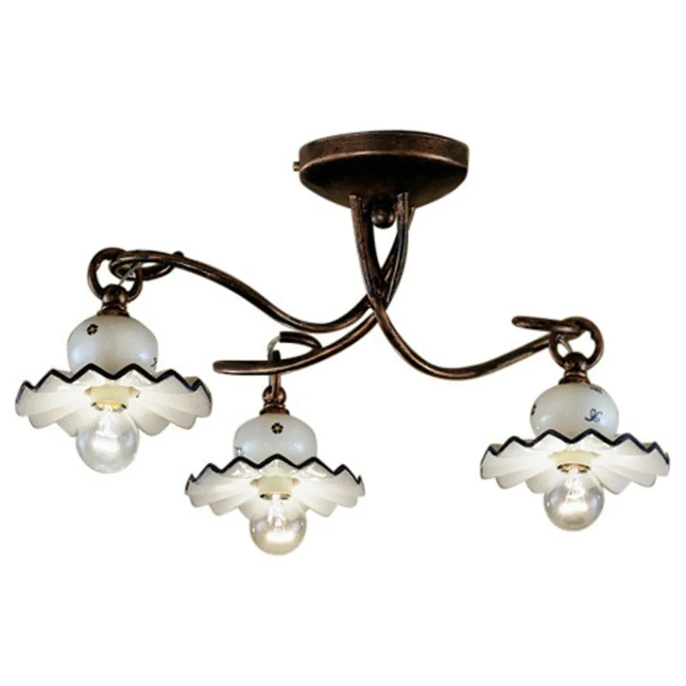 Deckenlampe mit 3 oder 4 Lichtern aus handverzierter handwerklicher Keramik - Rom