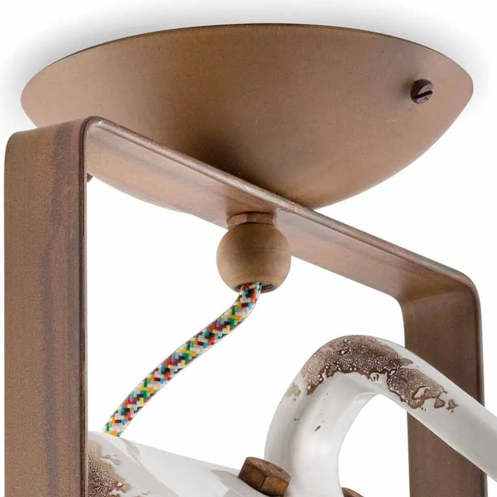 Deckenlampe viereckig verstellbar im Vintage Stil Kaylee Ferroluce