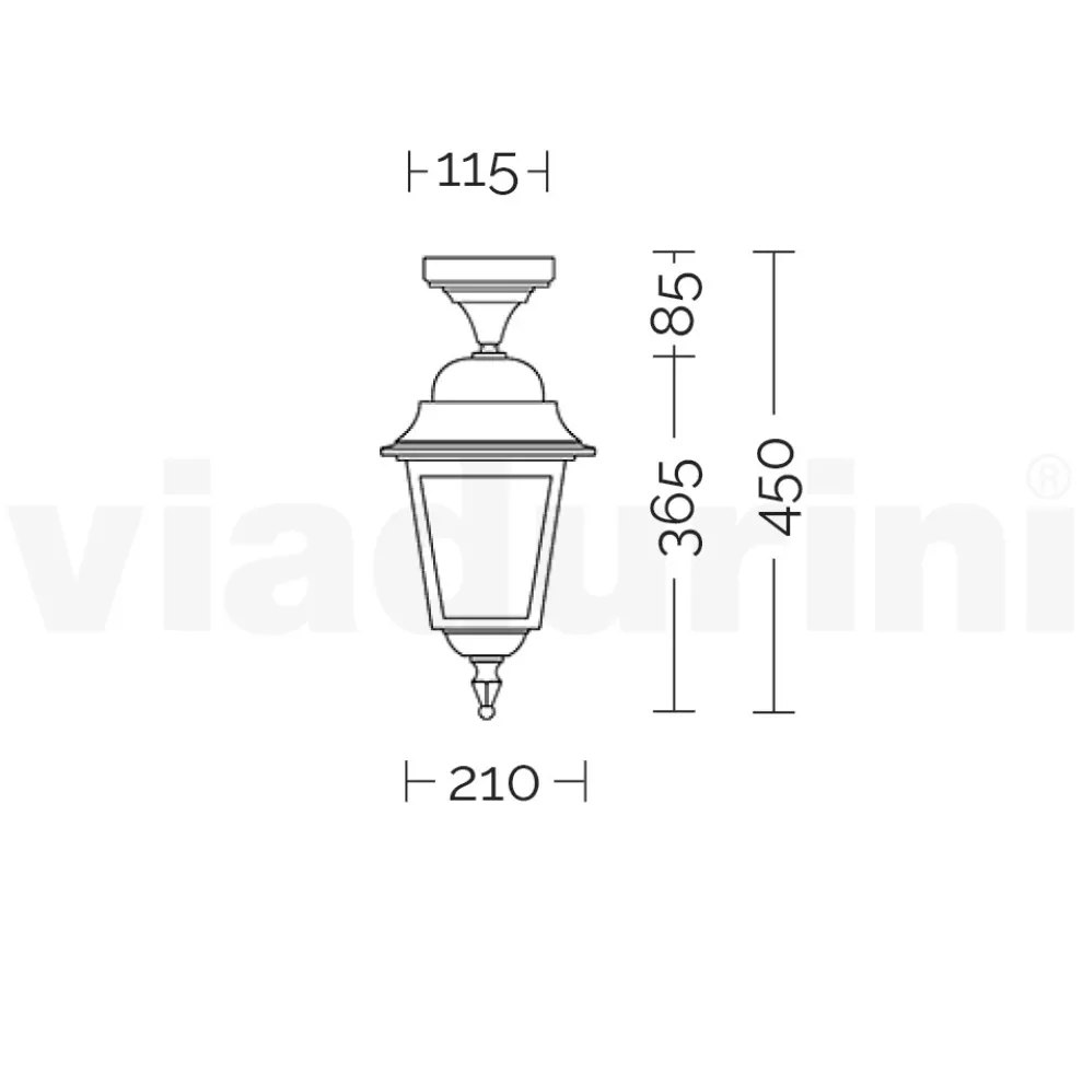 Deckenlaterne aus Aluminiumdruckguss und Glasdiffusor - Scintilla