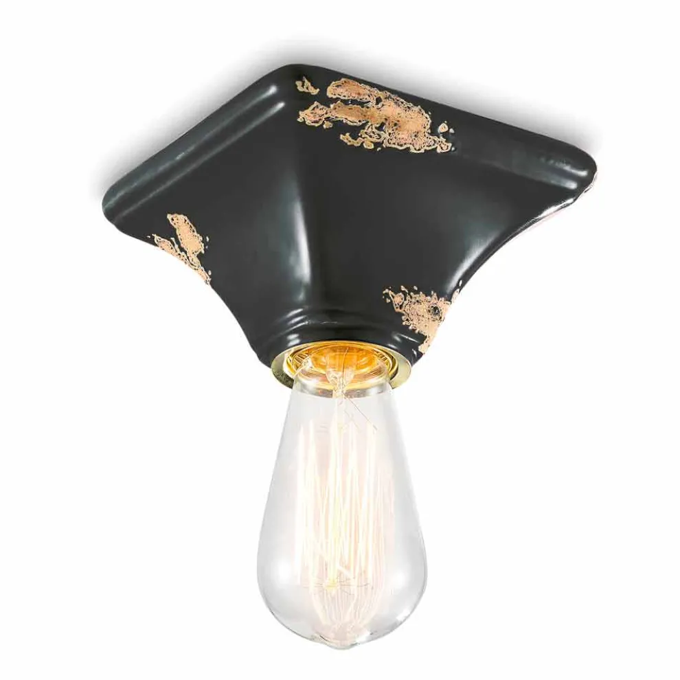 Deckenleuchte aus Keramik im Vintage Stil viereckig Ashley Feroluce