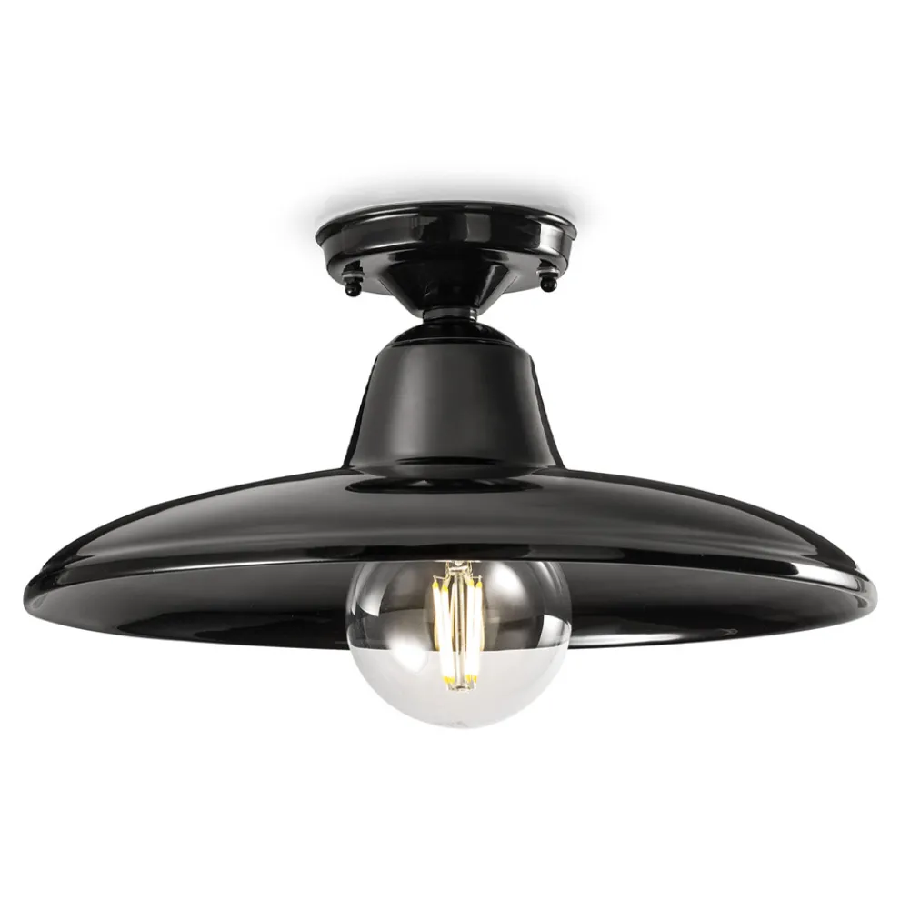 Deckenleuchte aus schwarzer oder weißer Keramik und industriellem Vintage-Eisen - Bew