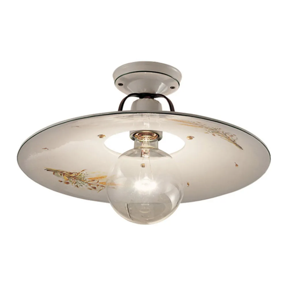 Deckenleuchte aus Eisen und handbemalter roher Keramik - Bologna