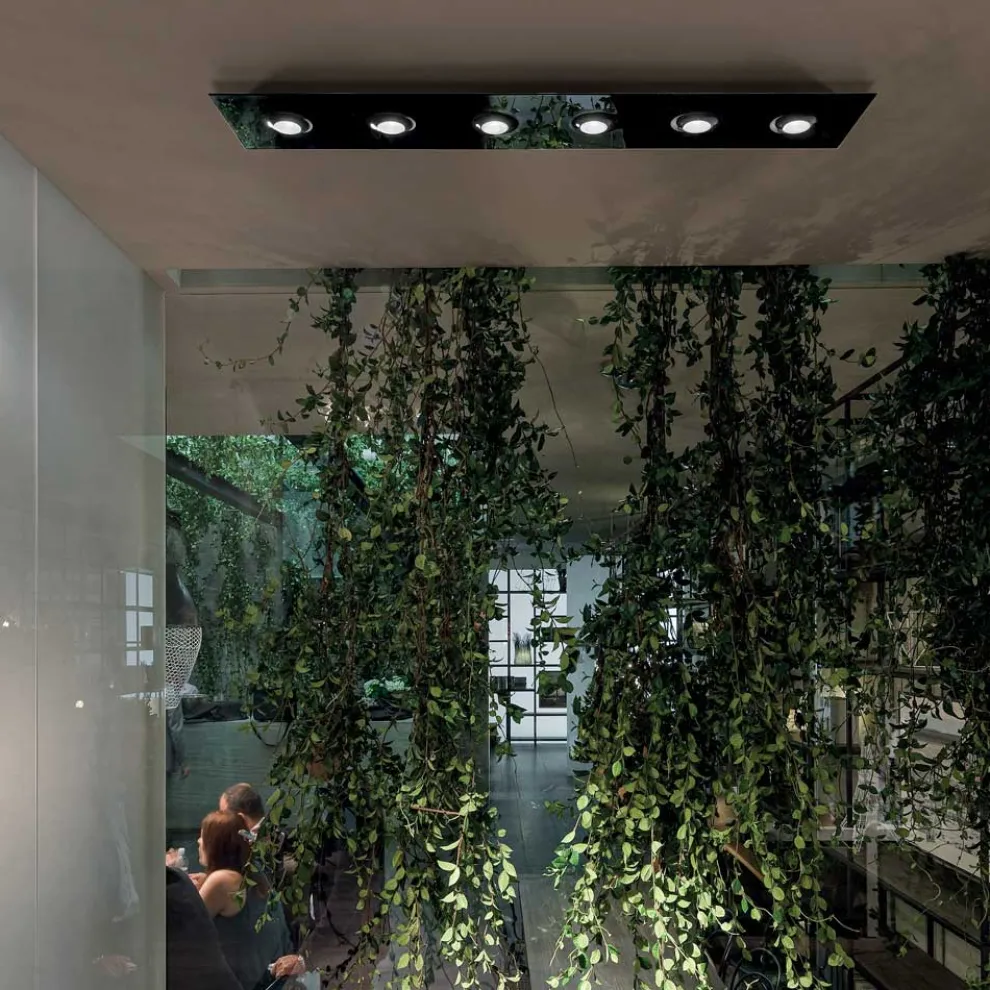 Deckenleuchte mit flacher Glasplatte mit Absenkungen - Kora