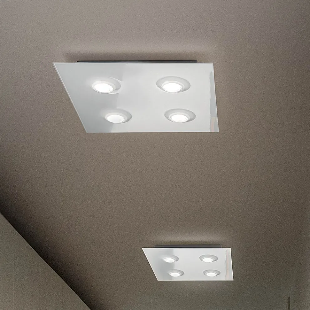 Deckenleuchte mit flacher Glasplatte mit Absenkung Made in Italy - Kora