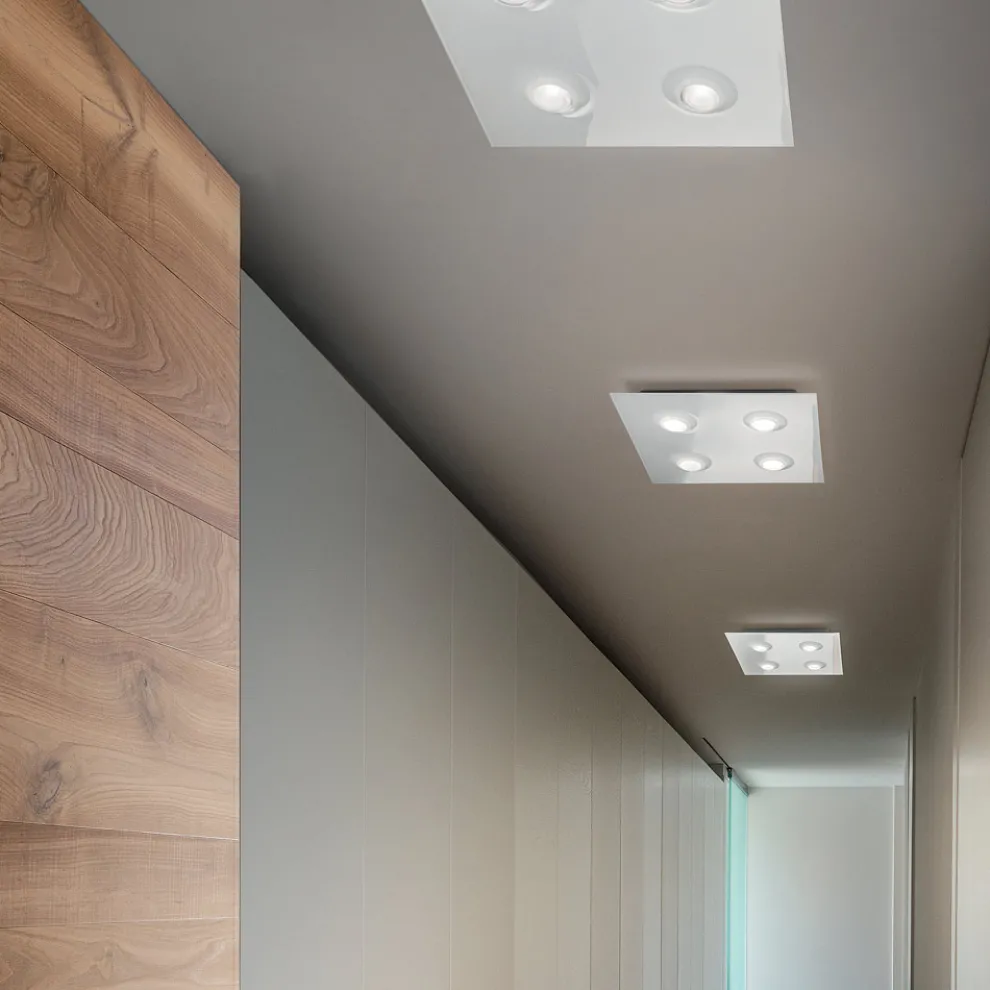 Deckenleuchte mit flacher Glasplatte mit Absenkung Made in Italy - Kora