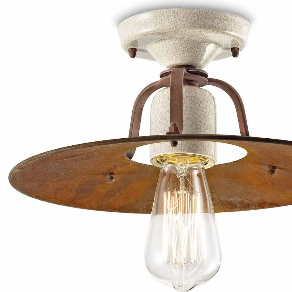 Deckenleuchte Vintage aus Keramik und Metall Elaine Ferroluce