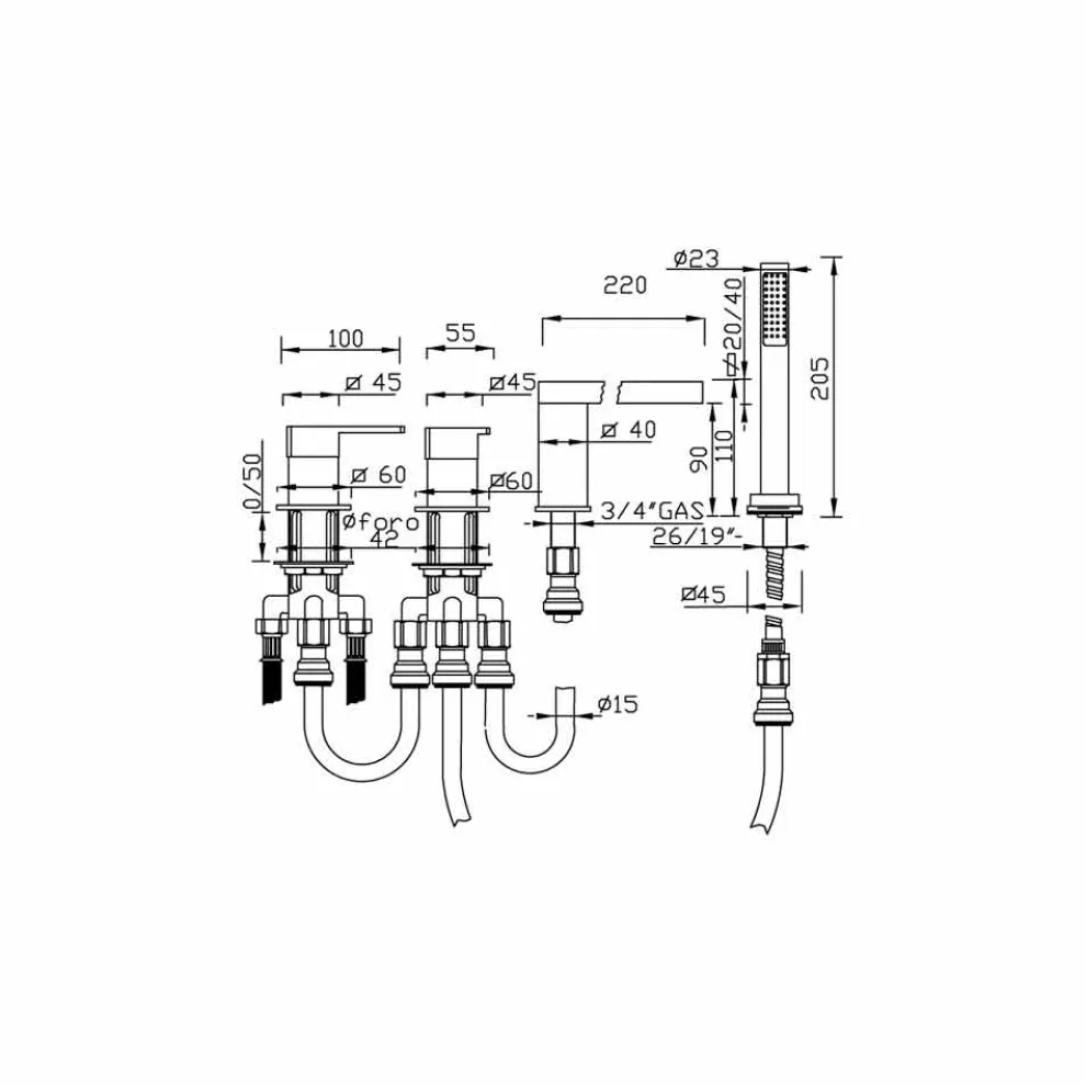 Deckmischer aus verchromtem Messing Made in Italy - Sika