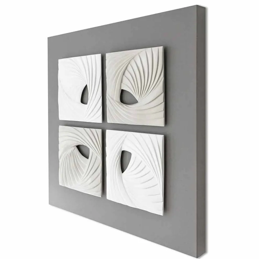 Dekorative Wandinstallation in modernem Design in Weiß und Grau - Bossy