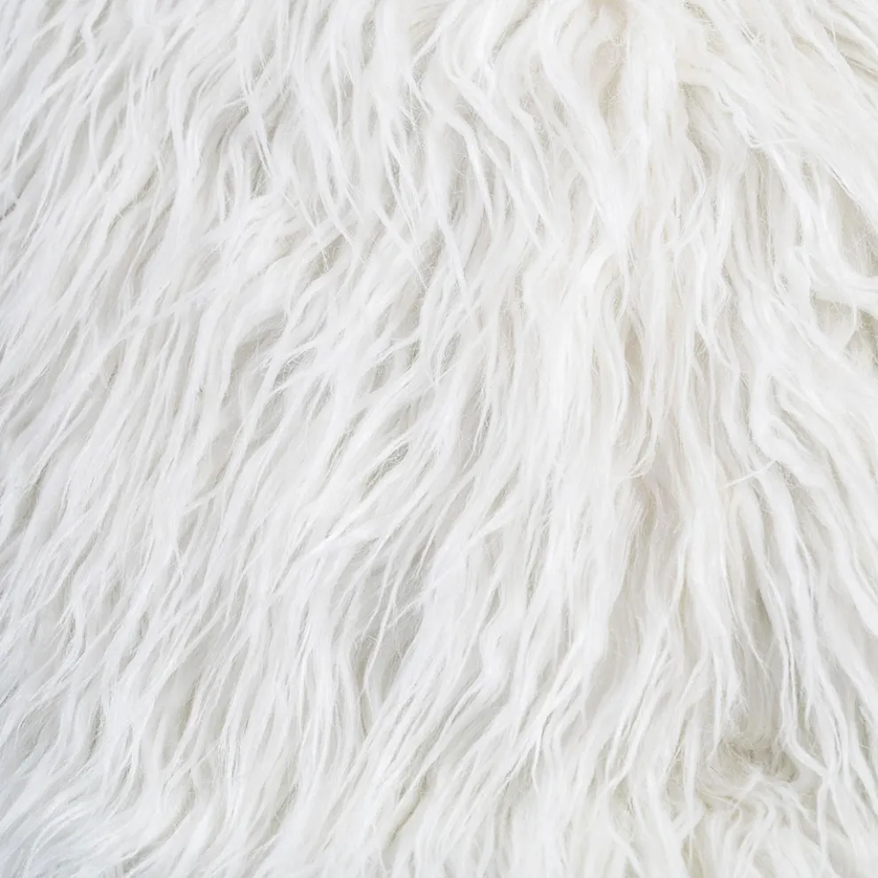 Dekorativer Hocker für das Wohnzimmer aus weißem Stoff mit Doppelnähten - Seven