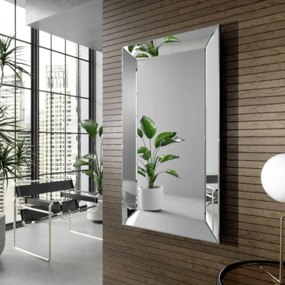 Dekorativer rechteckiger Wandspiegel mit Glasrahmen – Diamant