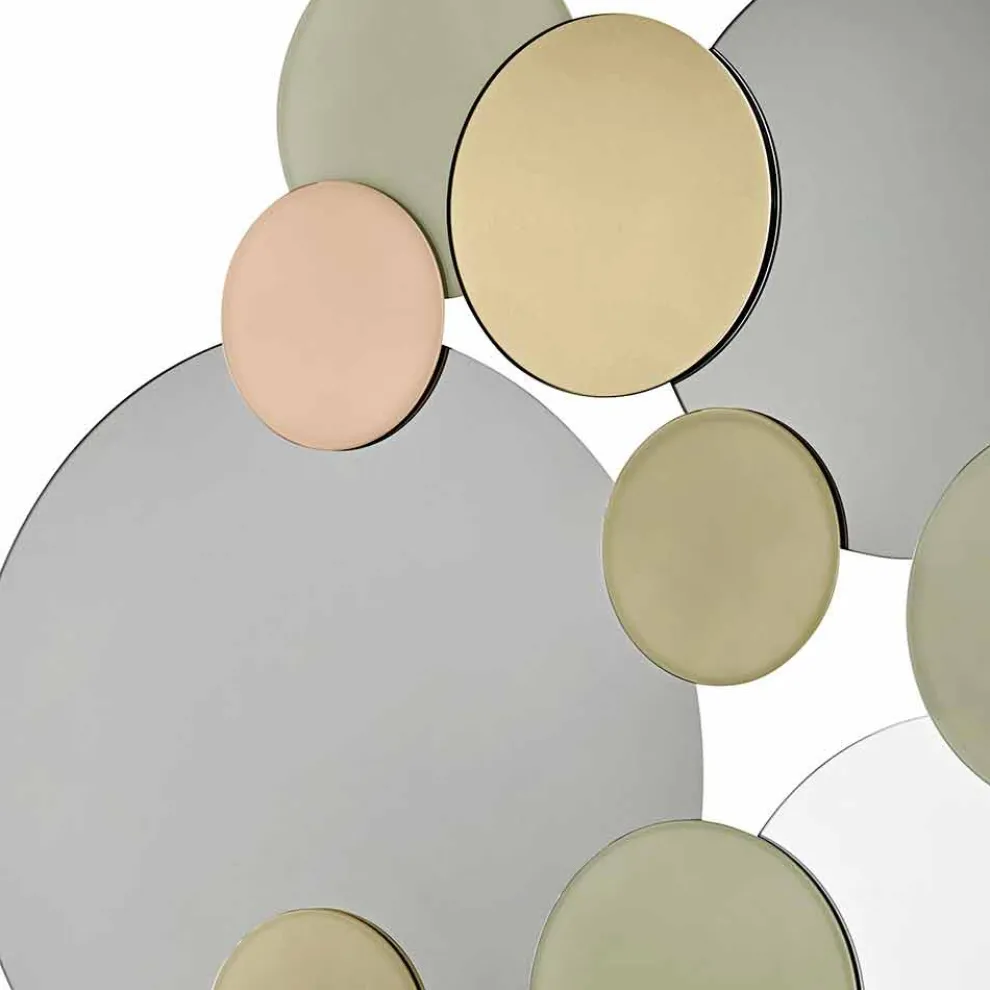 Dekorativer Wandspiegel mit farbigen Kreisen Made in Italy Qualität - Babol