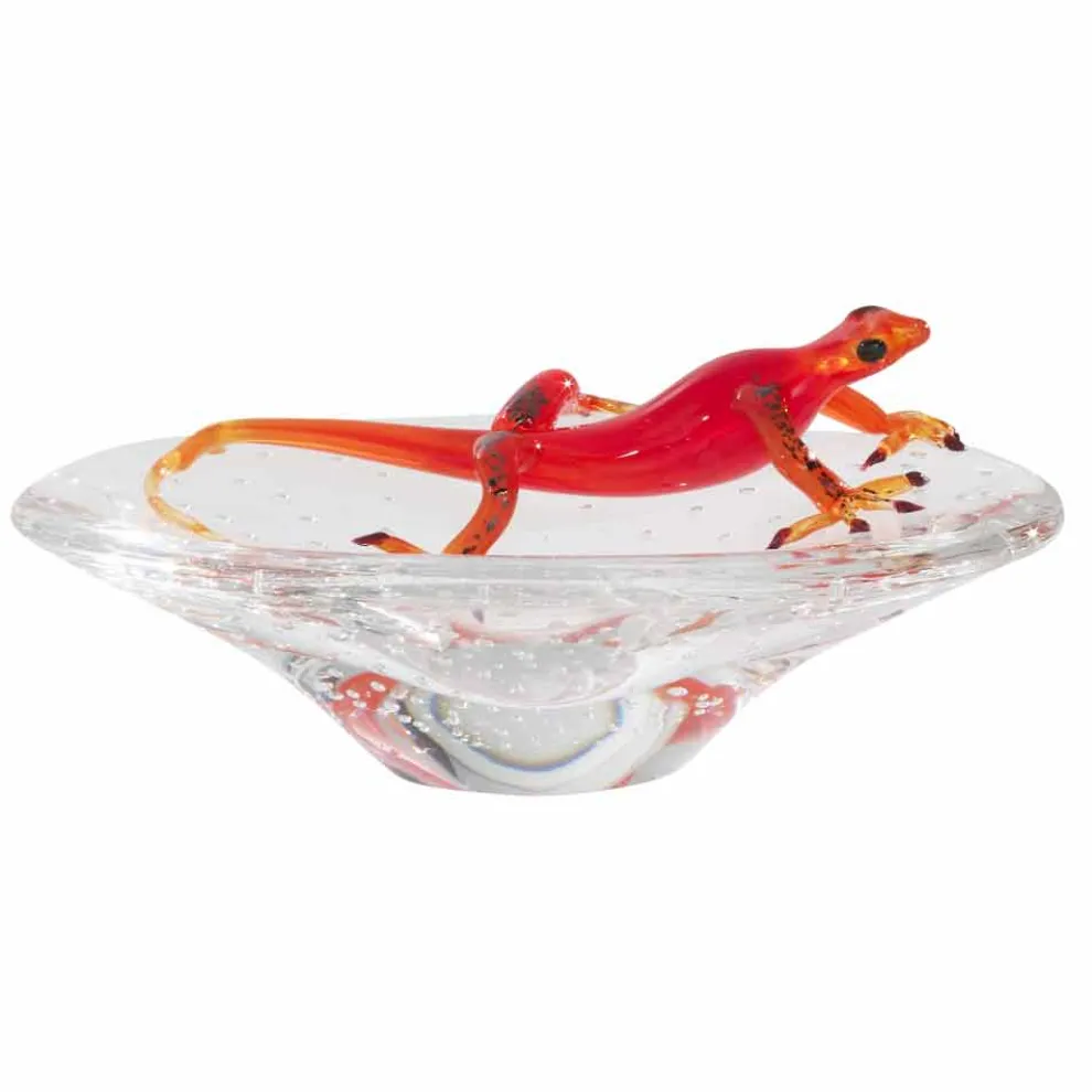 Dekoratives Ornament aus transparentem und rotem Glas Made in Italy - Sossio