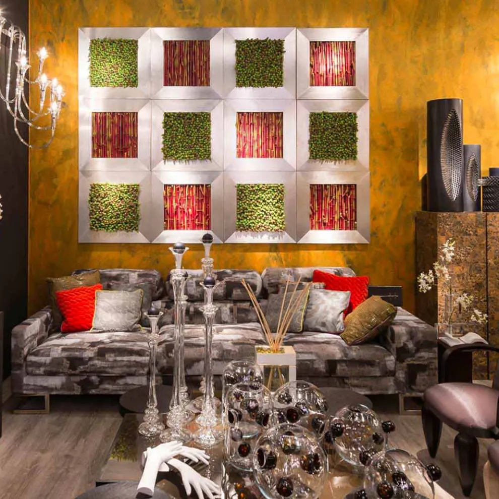 Dekoratives Paneel aus Metall und künstlichem Bambus Made in Italy - Bamboo