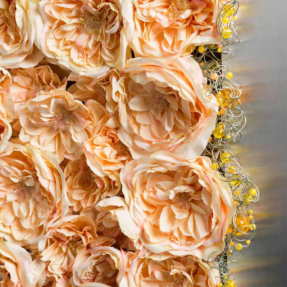 Dekoratives Wandpaneel aus Metall und künstlichen Rosen Made in Italy - Rosetta