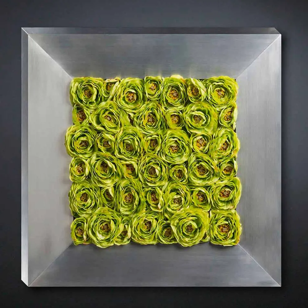 Dekoratives Wandpaneel mit künstlichen Blumen Made in Italy - Nunco