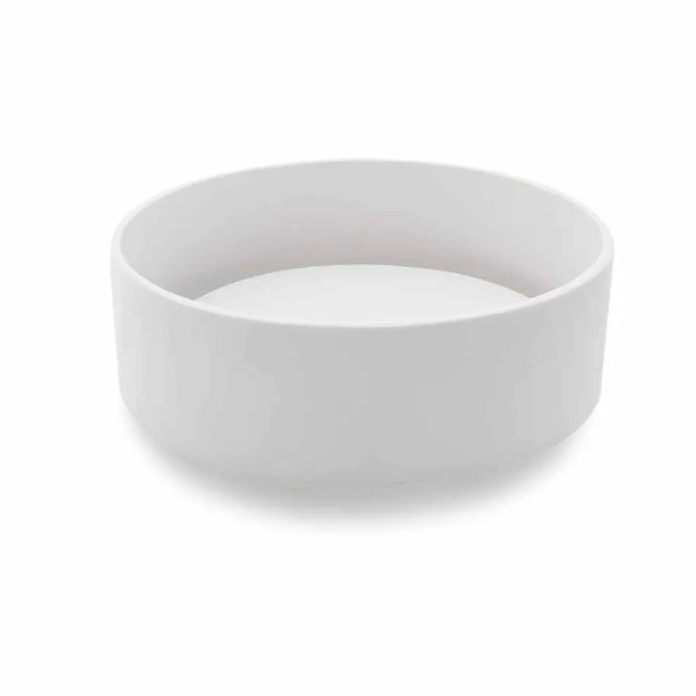 Design Arbeitsplatte aus weißem Harz mit zentralem Abfluss - Moris