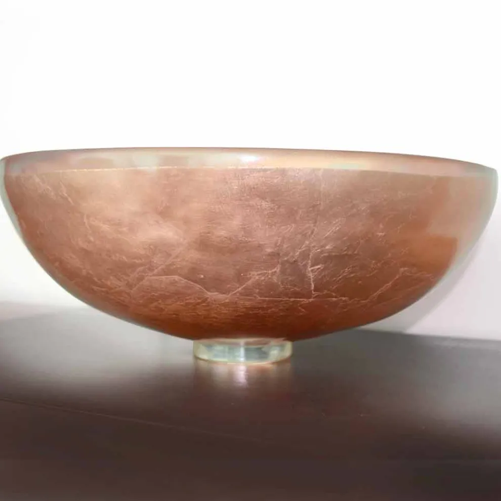 Design Arbeitsplatte Waschbecken aus transparentem Harz und Kupfer - Salvatore