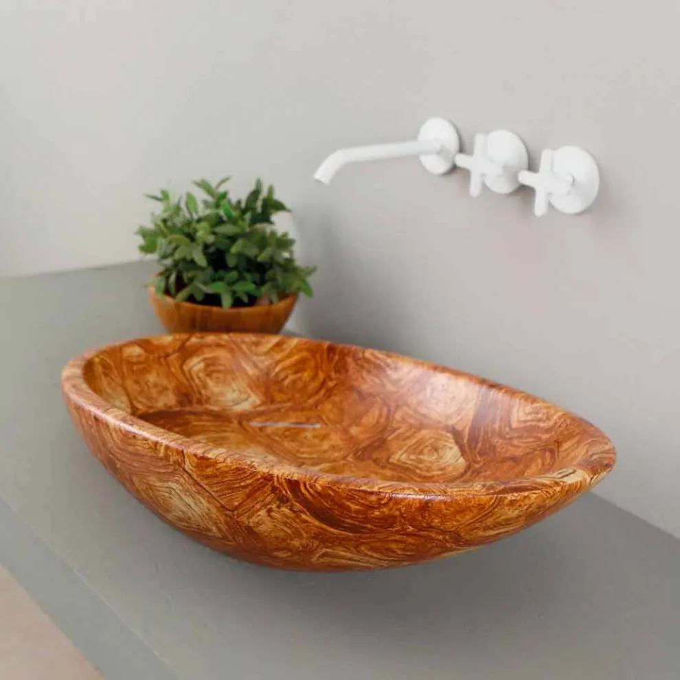 Design Aufsatzwaschbecken, Keramik, Schildkröte, made in Italy Glossy