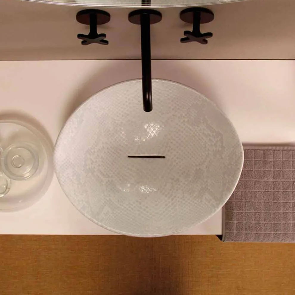 Design Aufsatzwaschbecken, weiß-Python, Keramik Animals made in Italy