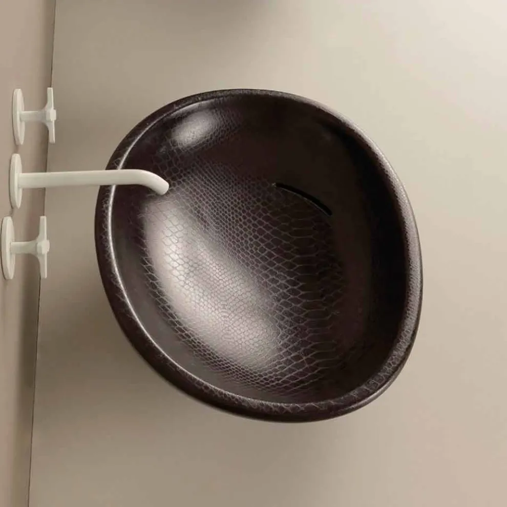 Design Aufsatzwaschbecken, schwarz-Python, Keramik Glossy made Italy