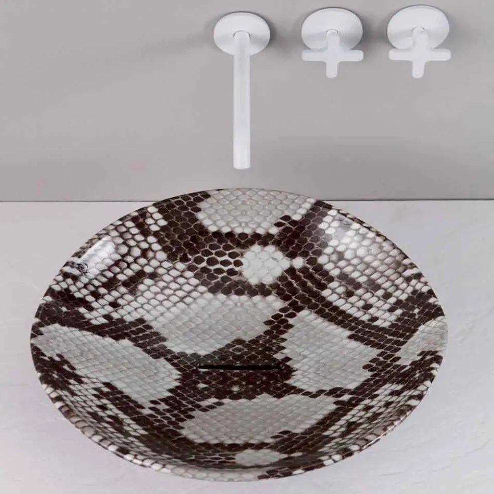 Design Aufsatzwaschbecken, Kobra Fantasie, Keramik, made Italy Animals