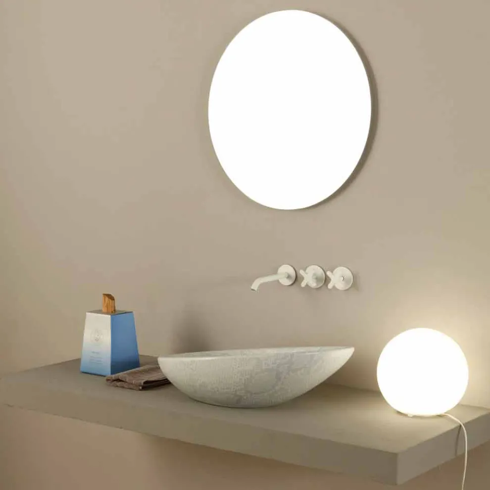 Design Aufsatzwaschbecken, weiß-Python, Keramik Glossy made in Italy