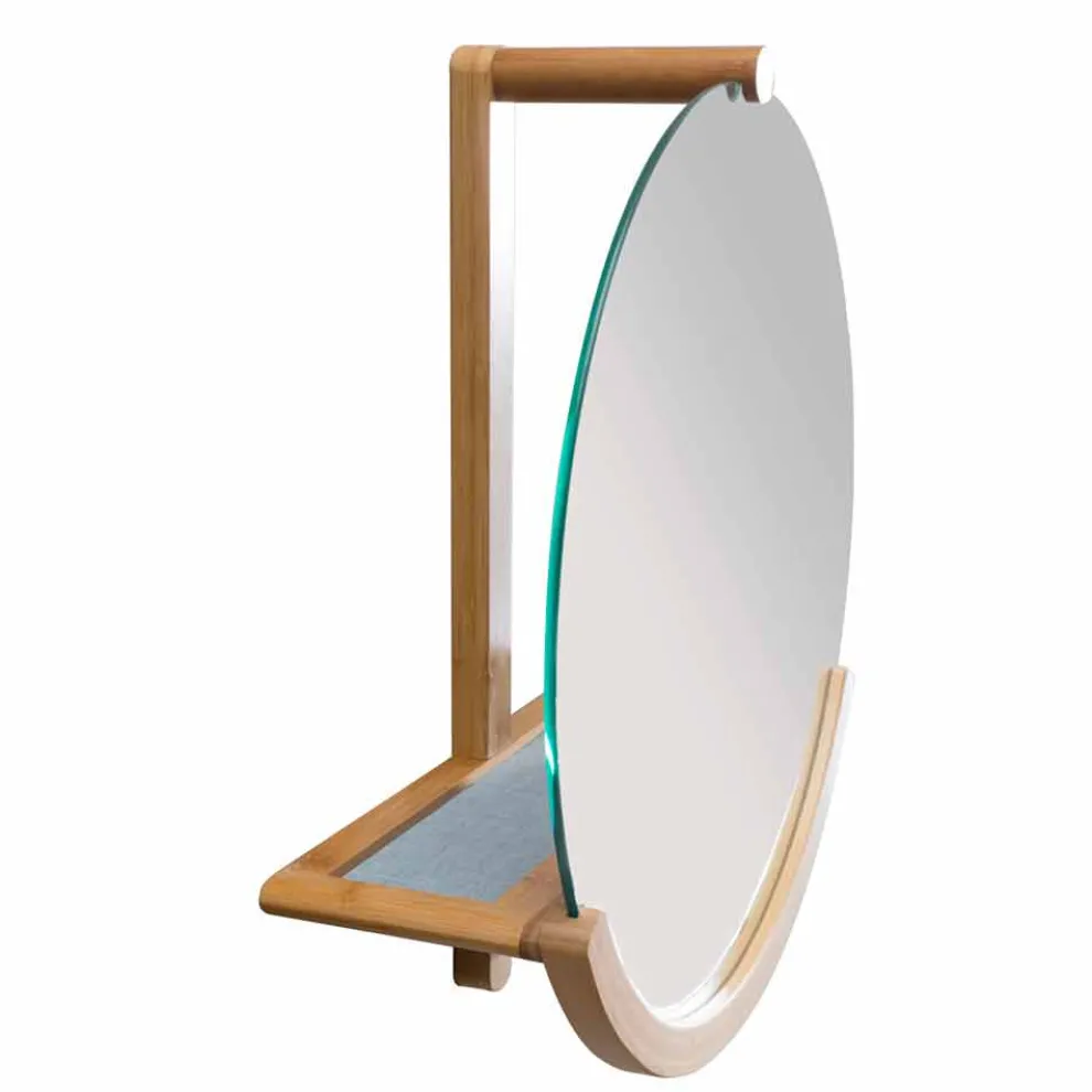 Design Bad Wandspiegel mit Bambusrahmen Gorizia