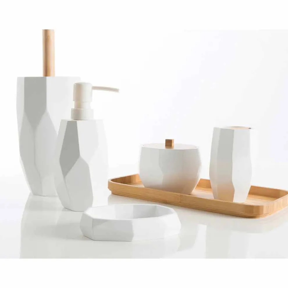 Design Badaccessoire-Set aus Holz und Harz Rivalba